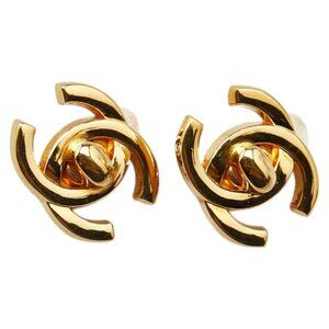 CHANEL Vintage Gold Logo Earrings